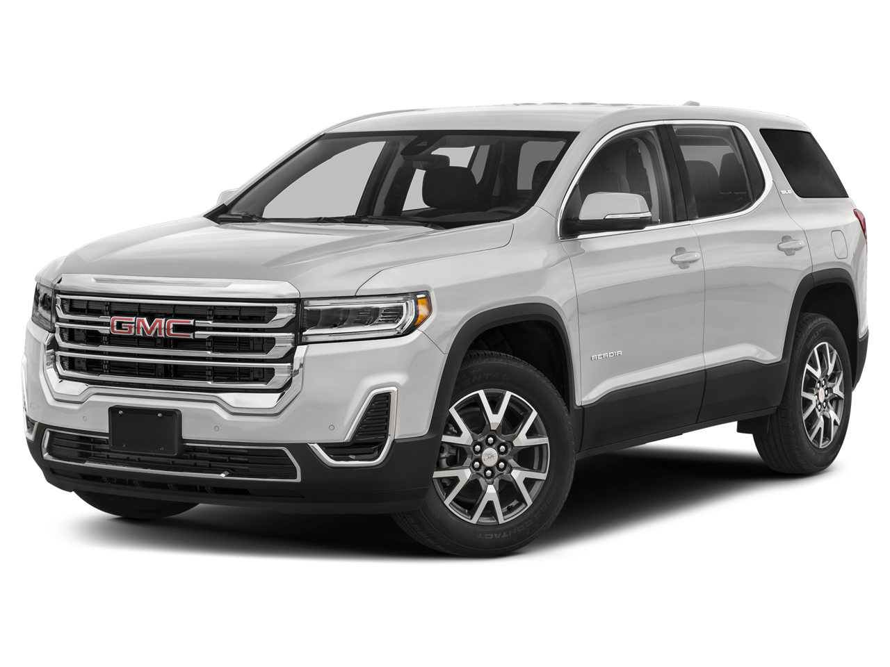 2023 GMC Acadia SLE in Summit White — front three-quarter view