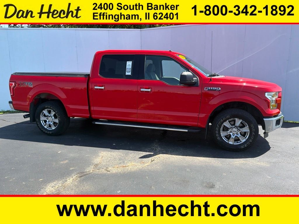 2016 Ford F-150 XLT in Ruby Red Metallic Tinted Clearcoat — front three-quarter view